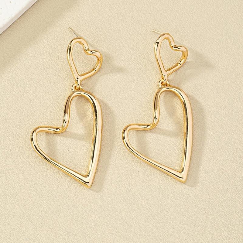 Vintage Double Love-heart Earrings Personality Earrings Retro French Style High Graded Ear Jewelry Valentines Gift