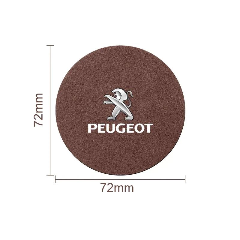 Car Leather Water Coaster Non-Slip Mat Car Bottle Holder Insert Pad For Peugeot 308 408 508 RCZ 208 3008 206 207 307 Car Gadgets
