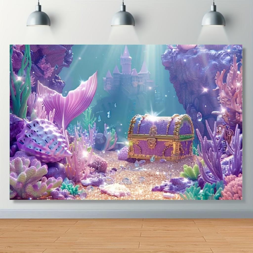 Mermaid Backdrop Girls Princess Birthday Party Decoration Background Under The Sea Photography Supplies Kids Baby Shower Banner