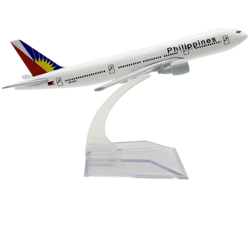 16cm Airplane Toy 1/400 Scale Philippines B777 Diecast Metal Plane Model Kit with Stand for Display Collection or Aviation Gift