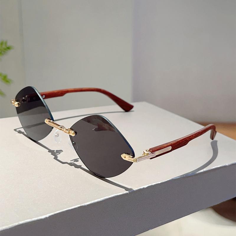 Rimless Rhombic Sunglasses Men Fashion Vintage Gradient Casual Shades Women Trendy Brand Design Outdoor Decor Sun Glasses