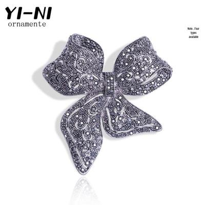 Broche nœud de luxe européenne et américaine en strass