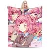 Pink Natsuki Anime Games Velvet Throw Blanket Anime Blanket for Home Bedroom Warm Bedspread
