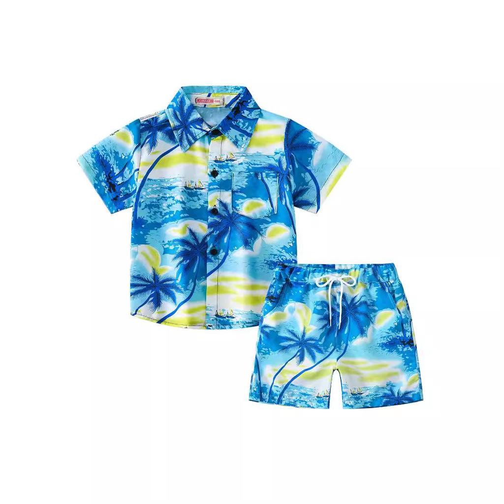 Summer Kids Beach Coconut Tree Boys' Short Sleeve & Shorts Set