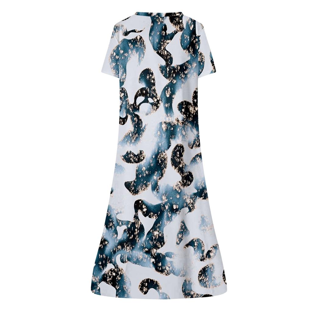 Women's Summer Casual Floral (Gradient) Printed Short Sleeve Dress
