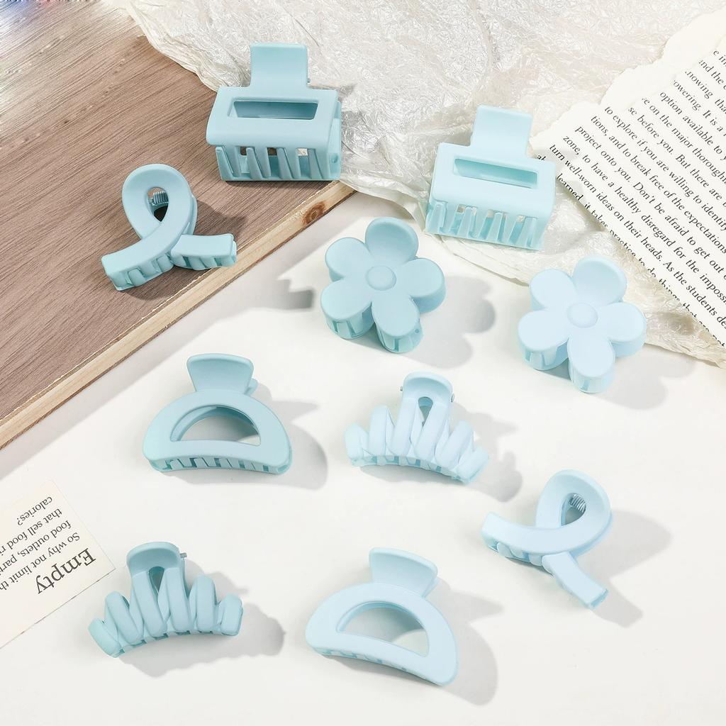 5/10 SZT Małe Klipsy do Włosów w Kształcie Kwiatka dla Kobiet Dziewcząt, Matowe Prostokątne Klipsy Szczękowe, Półokrągłe Spinki do Cienkich Włosów Akcesoria do Włosów