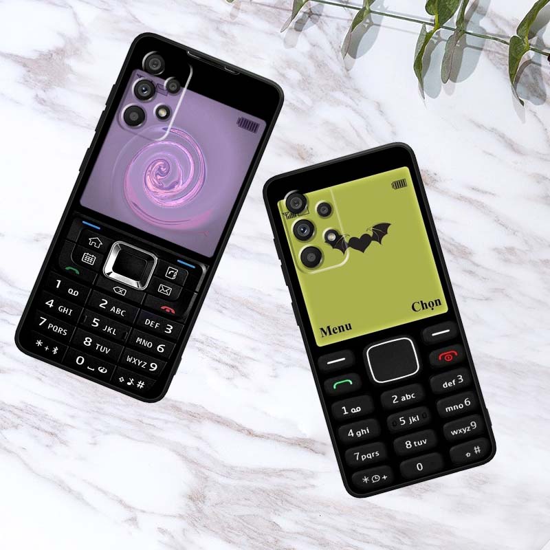 Luxury Vintage Phone Pattern Case For Samsung A41 A35 A34 A33 A32 A25 A24 A23 A21s A06 A05 A04 A03 Note 10 20 Ultra 5G Black