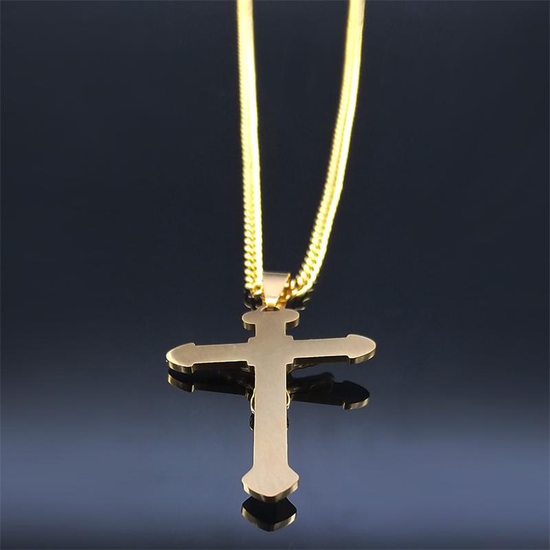 Christian Bible Stainless Steel Jesus Cross Long Necklace Men/Women Necklace Pendant Religious Jewelry Acero Inoxidable N6193S05
