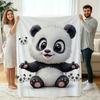 Couverture Flanelle Imprimé Panda Parade - Taille Jumeaux Couvre-lit Douillet avec Pandas Mignons Rétro - Cadeau Idéal Quatre Saisons pour Canapé