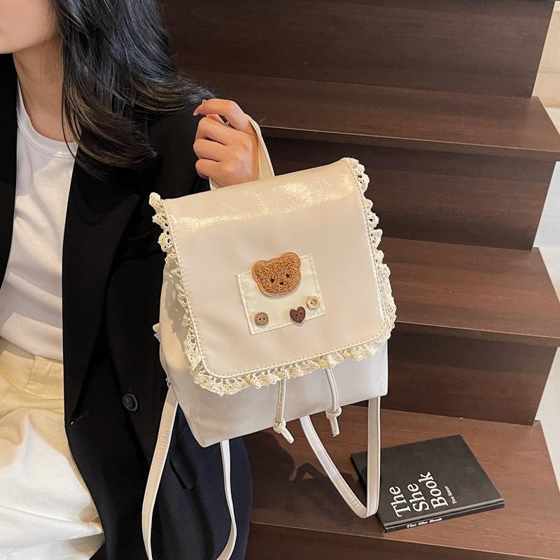 Cute Girls Backpack Women's 2025 Summer New Fashion Commuter Class Schoolbag Large Capacity Bear Backpack