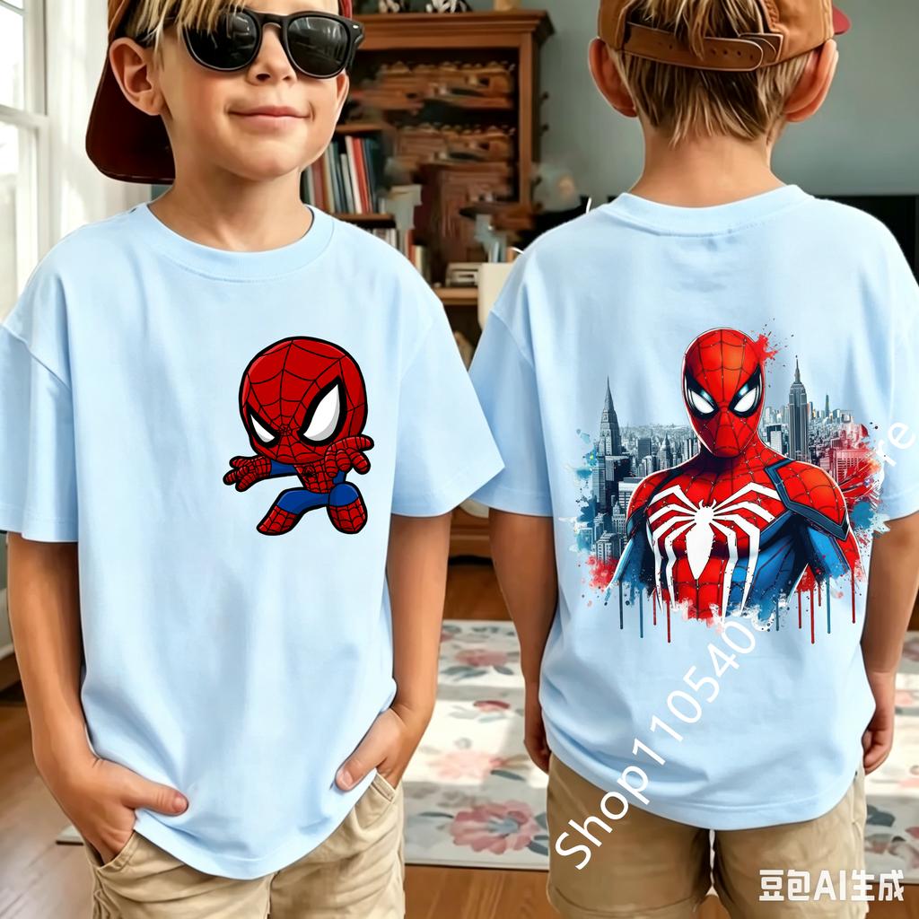 Summer Spider Children's T Shirt Breathable Fabric Classic Character Patterns in A Cute Style Suitable Daily Playwear