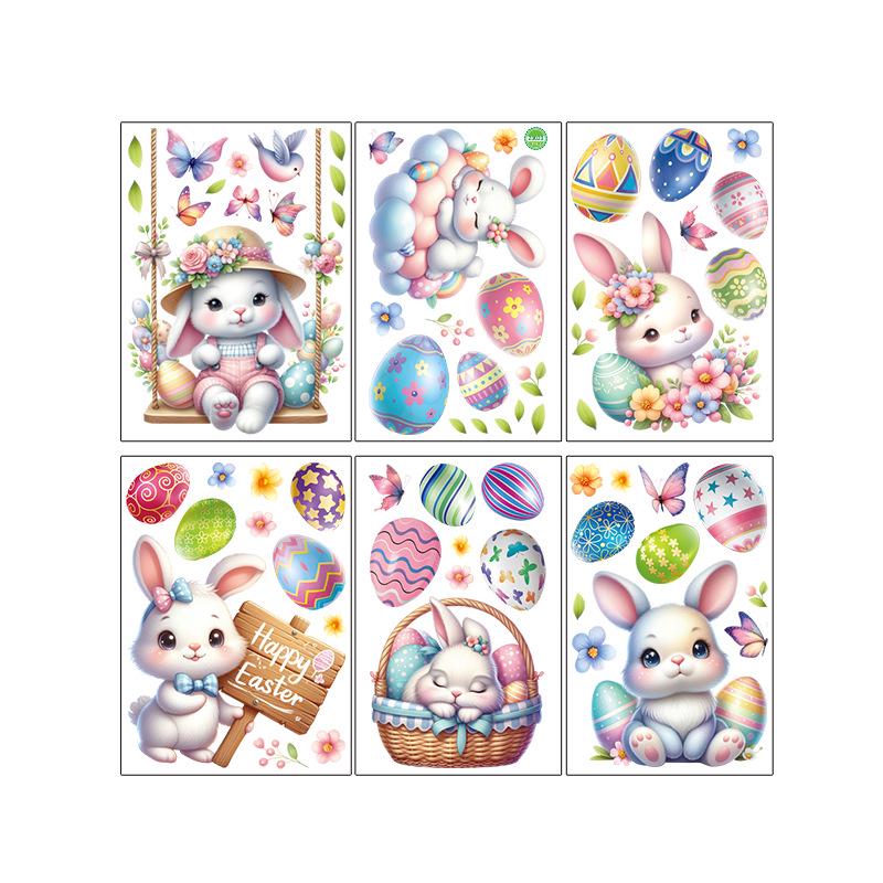Easter 2026 3D Butterfly Glass Stickers: Colorful Eggs & Rabbit Festival Decorations
