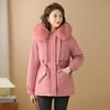 Autumn and winter women's hooded big fur collar pie to overcome waist and thin windproof cotton clothing supply