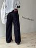 Unisex Wide-Leg Velvet Jeans with Cherry Embroidery for Girls - Loose Fit, Solid Color, Ideal for Middle and Older Children