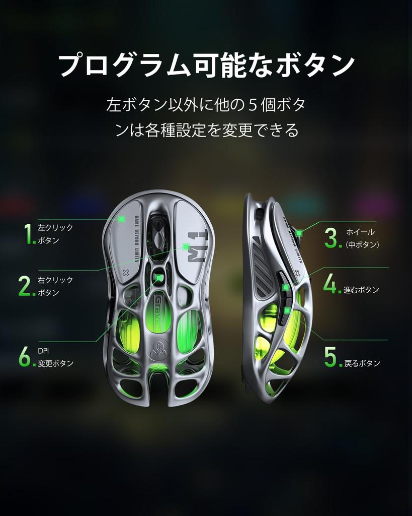 GravaStar Mercury M1 Pro Gaming 4K Polling 26000 Low High 200 Hours of Continuous RGB Lightweight Magnesium Professional Gaming Gray Dot Design Award