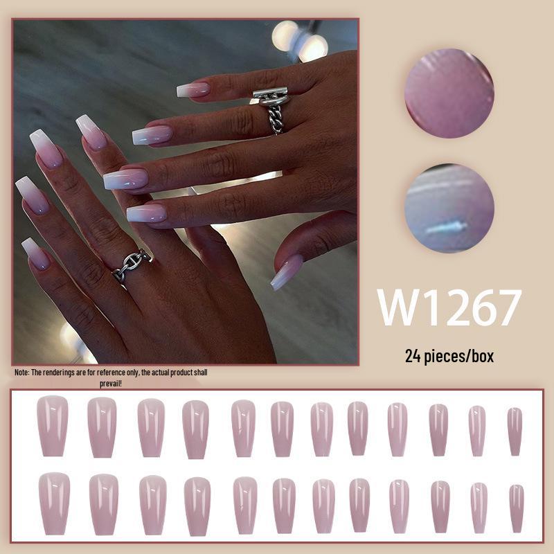 Light Pink Wave Pattern Medium-Long Detachable Wearable Nails