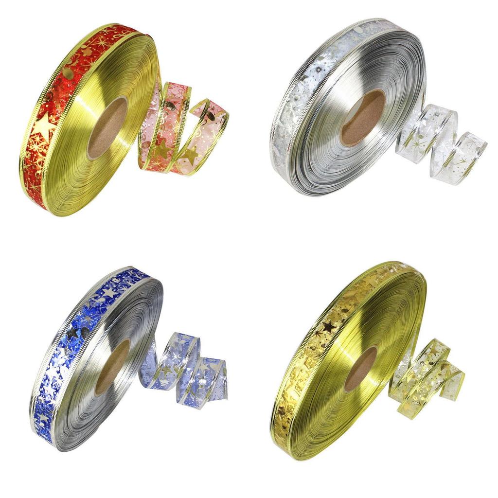 Versatile 100 Yard 2.5cm Wide Shimmering Ribbon In Red Blue Silver Gold Perfect For Holidays