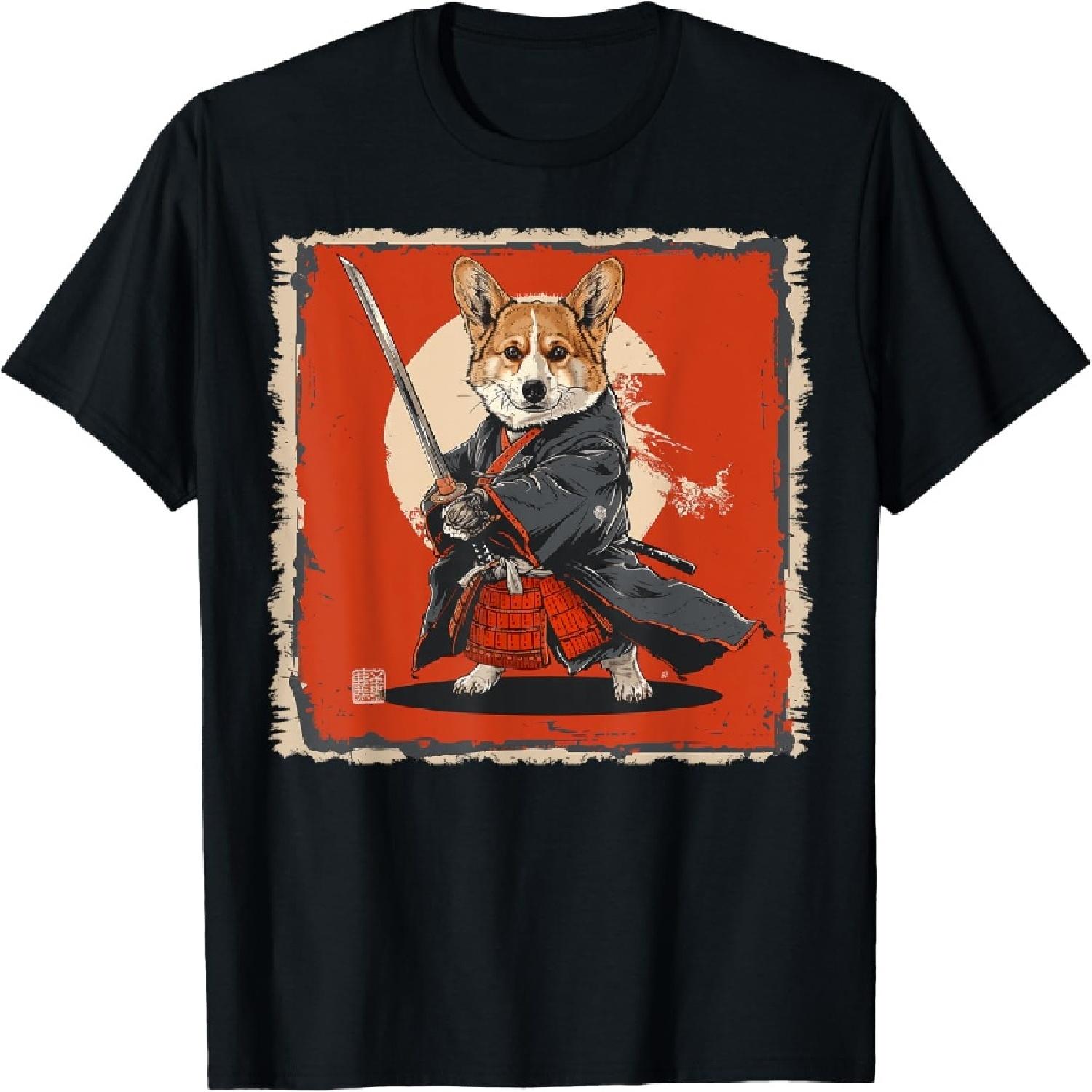 

Pembroke Corgi Dog Japanese Art Samurai Ukiyo-e T-Shirt XXXXXL різнокольоровий