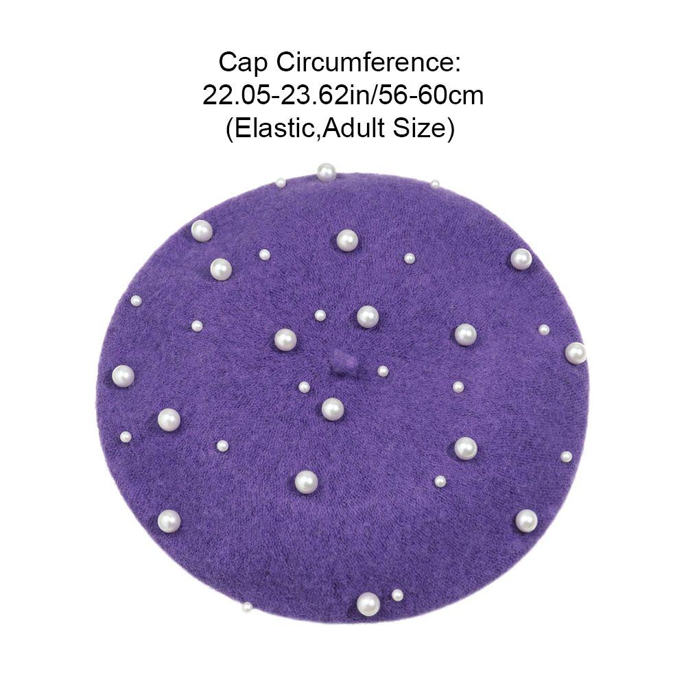 Fashion Elegant Vintage Pearl French Artist Cap Painter Hat Beret Hat Warm Wool