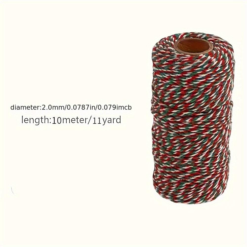 Festive Tricolor Christmas String - 2mm Thick Handmade Hemp Rope for Gift Wrapping, Holiday Decorations, and Sewing Projects