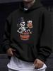 American/European Style Unisex Autumn/Winter Printed Hoodie Long-Sleeve Sweatshirt, Top Hat Skull Beer Barrel Print Hooded Sweatshirt, Vintage Quirky