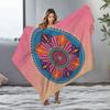 Colorful Mandala Print Fleece Blanket Bohemian Psychedelic Geometric Throw Blanket Home Decor Gift