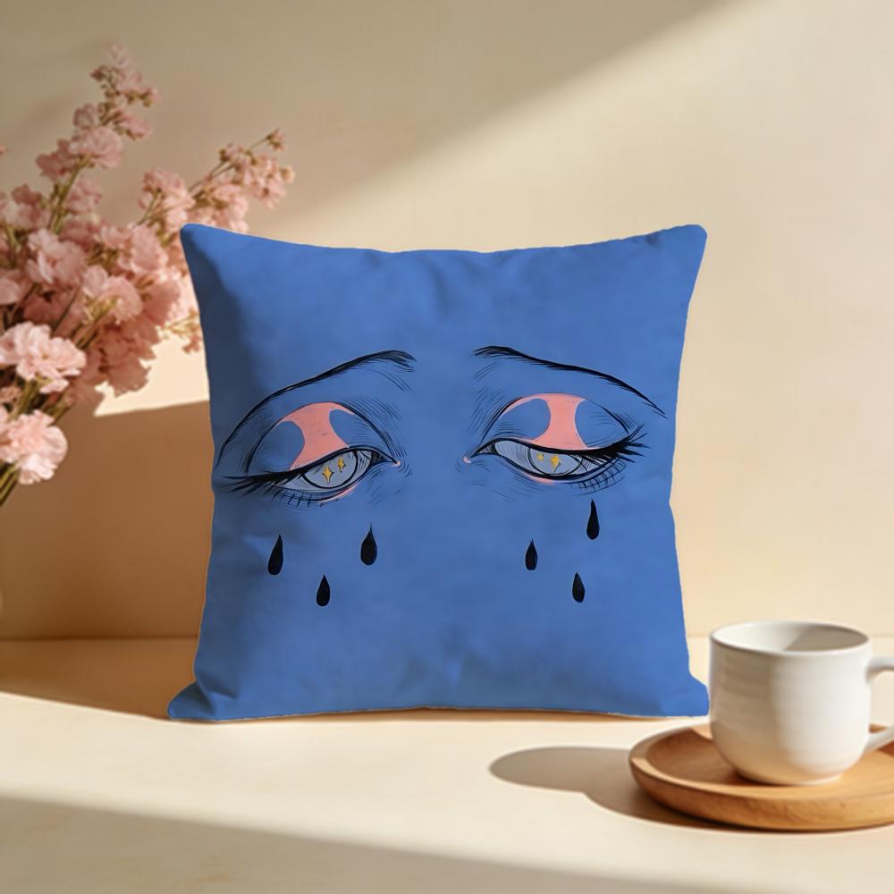 Melancholische Augen Kissenbezug Weiche Kissenbezüge für Zuhause Schlafzimmer Wohnzimmer Sofa