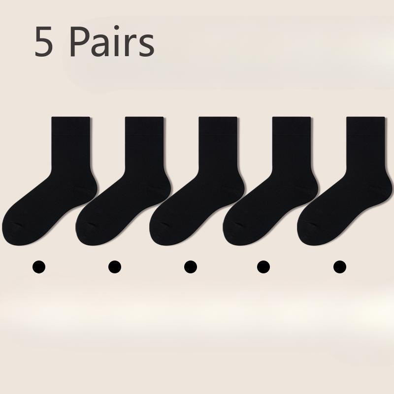 5 Pairs of Ladies Spring and Autumn Pure Cotton Boneless Tube Cotton Socks