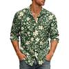 Men's Loose Fit Long Sleeve Shirt Vintage Style Casual Button Down Shirt with Spread Collar Suitable for Spring and Autumn