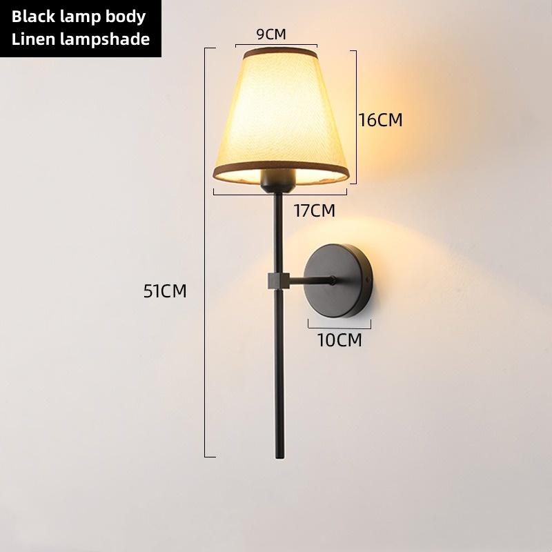 E27 American fabric wall lamp simple hotel room interior decor lighting living room corridor aisle bedroom bedside wall light