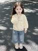 Baby Mädchen Koreanischer Stil Cartoon Hoodie & Jeans Zweiteiler Set - Lässiges Frühjahrs-/Herbst-Outfit