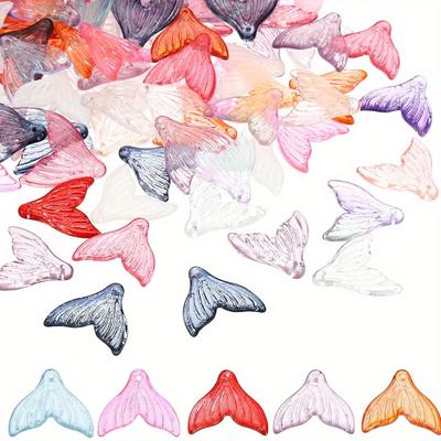 11/21/31pcs Transparent Glass Colored Fish Tail Pendant DIY Summer Beach Foot Chain Bracelet Earrings