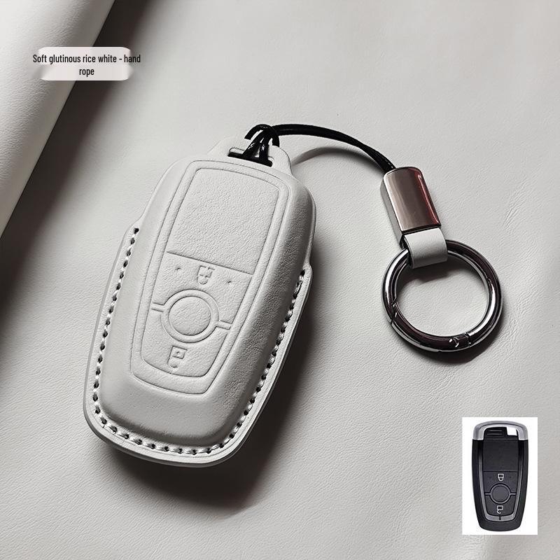 Genuine Leather Key Case for Ford Focus, Mondeo, Edge, Escort, Explorer, and Raptor.