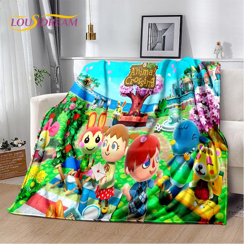 Manta de dibujos animados de Animal Crossing New Horizons, manta suave para el hogar, dormitorio, cama, sofá, Picnic, viaje, oficina, manta para niños