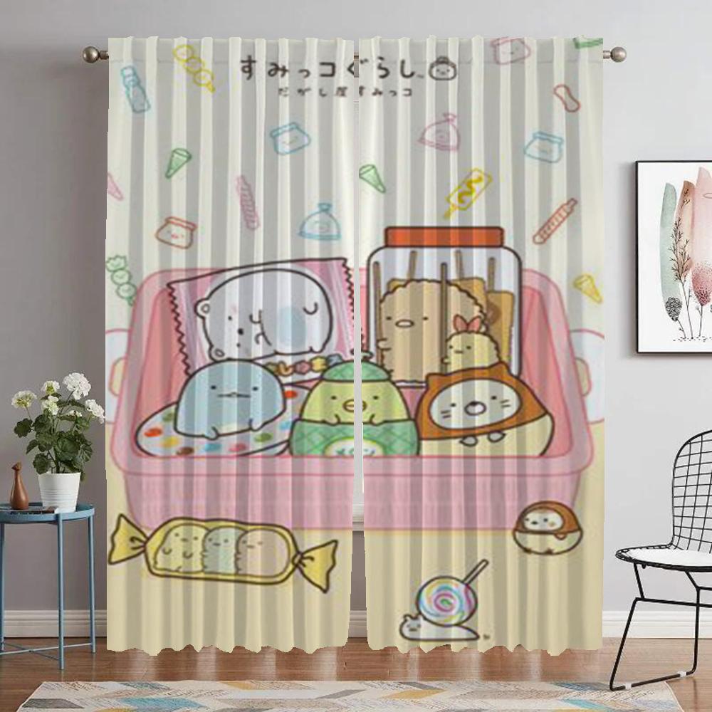 Sumikko Gurashi Shades Modern Living Room Curtains 2 Pieces Blackout Curtain for Room 2 Panel Halloween Decoration Partition