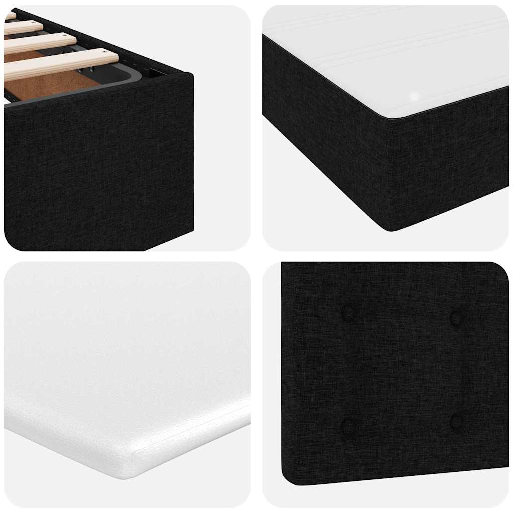Storage Bed with Mattress Black 120 x 200 cm Polyester