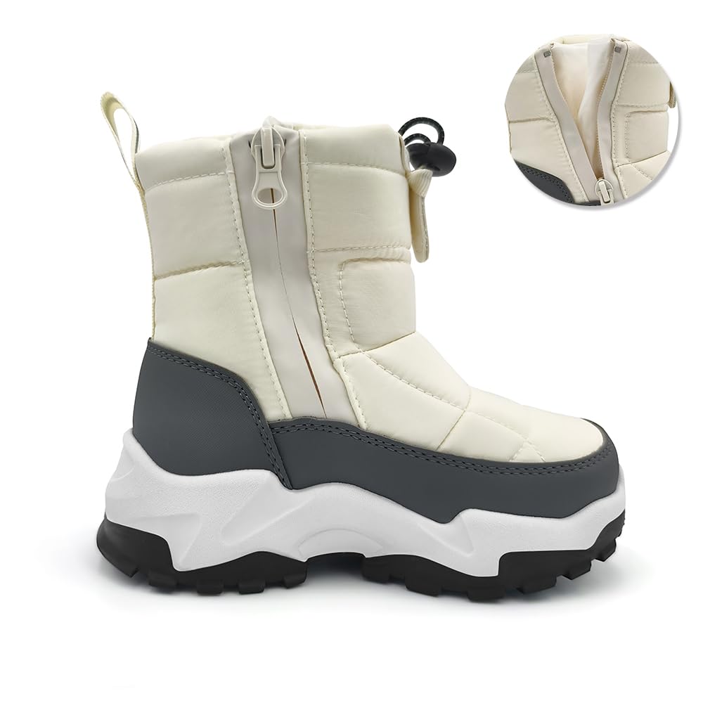 Amozi Snow Long Ski and Boa Cold Size KB9908 Kids' Boots, Snowshoes, Boots, Boots, Girls' Boys', Fabric, Winter, Protection, White, 20.0cm,