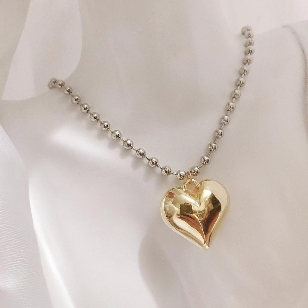 Fashion Versatile Love Pendant Necklace, Guardian Heart Big Peach Heart Necklace Women's Jewelry