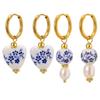 Keramik-Herzohrringe, Perlen-Charms Edelstahl-Ohrringe für Damen, Reiseschmuck, Vintage-Hängeohrringe