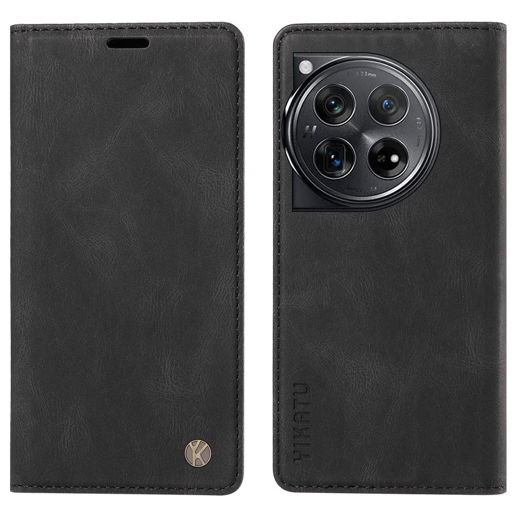 YIKATU YK-004 For OnePlus 12 5G Case Leather Skin-Touch Phone Cover Magnetic Auto-Absorbed