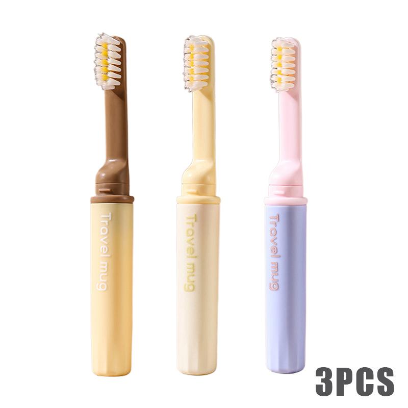 2 In1 Mini Travel Toothbrush Foldable Portable Small Dental Brush Space-saving Soft Tooth Brush Adult Toothbrush