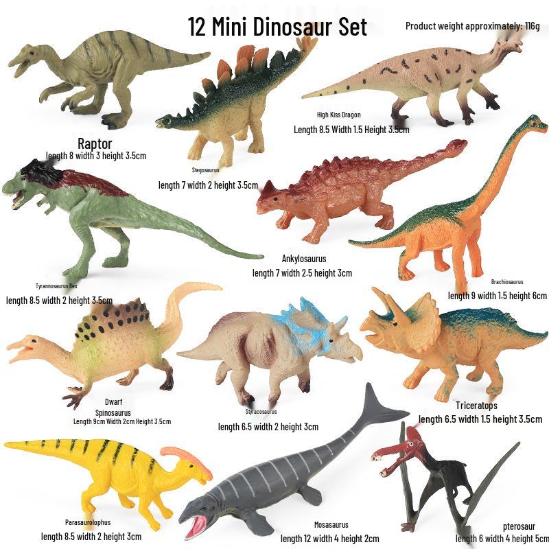 Realistic Mini Dinosaur Toy Set - T. Rex, Velociraptor, Triceratops, Mosasaurus, Ankylosaurus, Pterodactyl