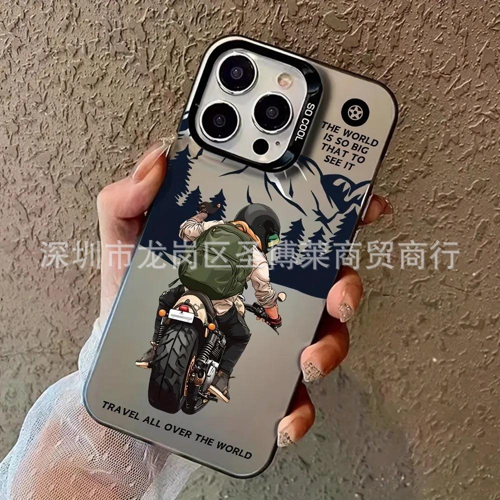 Moto boy applies apple 15 colored silver iPhone14Pro creative 11promax matte 16 protective case 17
