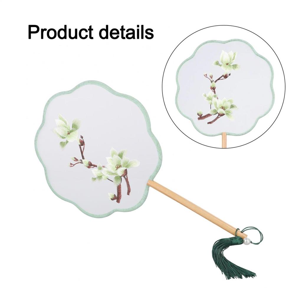 Doppelseitiger bestickter runder Fächer Antiker Stil Suzhou-Stickerei Hanfu-Fächer