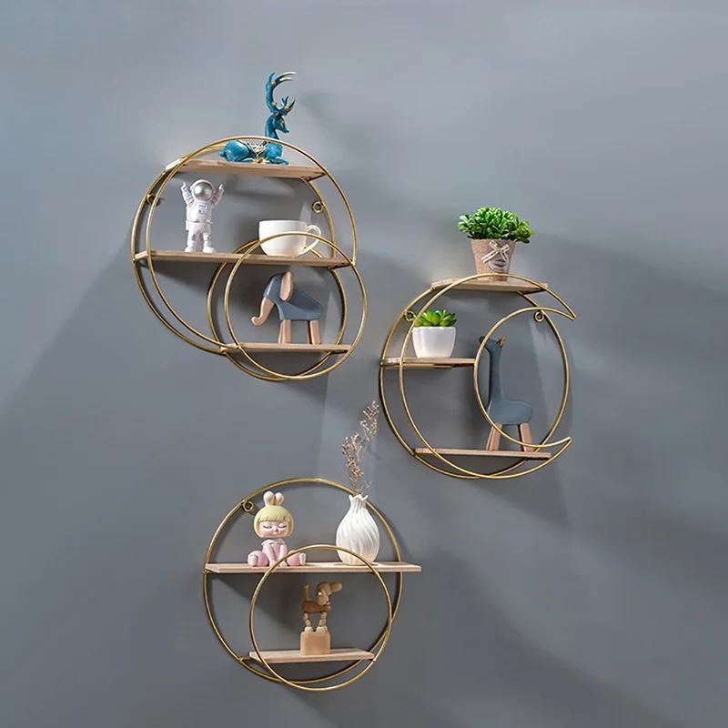 The New Nordic Style Creative Restaurant Wall Decoration Living Room Wall Storage Milk Tea Shop Wall Shelf Without Drilling