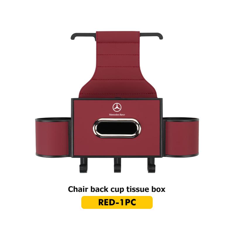 WUL5 Car Backseat Storage Box Hanging Hook Tissue Water Cup Holder For Mercedes Benz C180 C300 W124 W176 W177 C200 C260 GLC CLE CLA