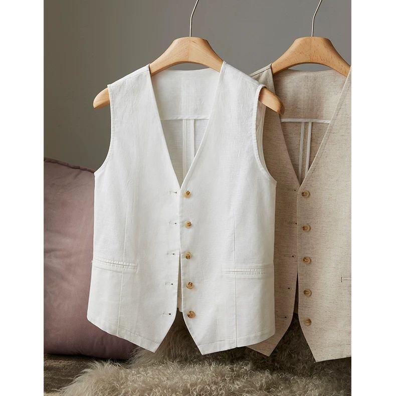Summer Fashion Slimming Linen Vest for Women Lightweight Trendy Layering Piece