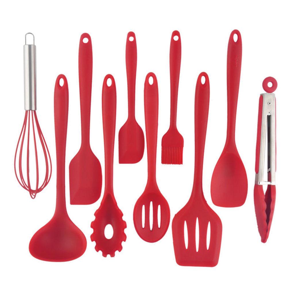10Pcs/set High Temperature Resistant Silicone Cookware Sets Non-stick Shovel Ladle Kitchen Utensils