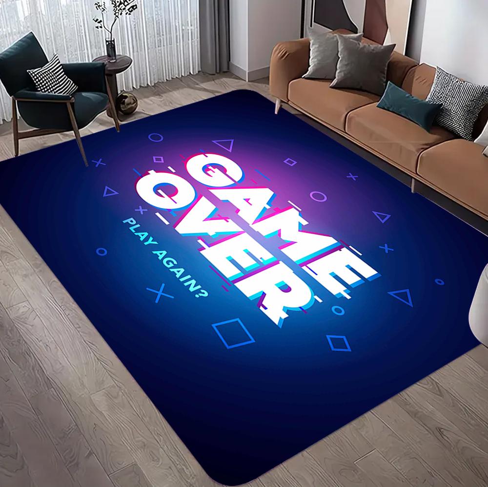 

Y2K Game Over Letter Print Rug Retro Arcade Design Gaming Enthusiast Home Decor Carpet Soft Non-Slip Floor Mat for Living Room 40X60cm