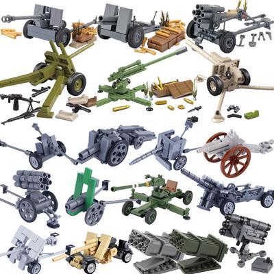 WWII Military Soviet German Cannon Building Block Set Soldier Vehicles Artillery Bunker Figure Weapon Accessories Toy Boy Gift Present K038
